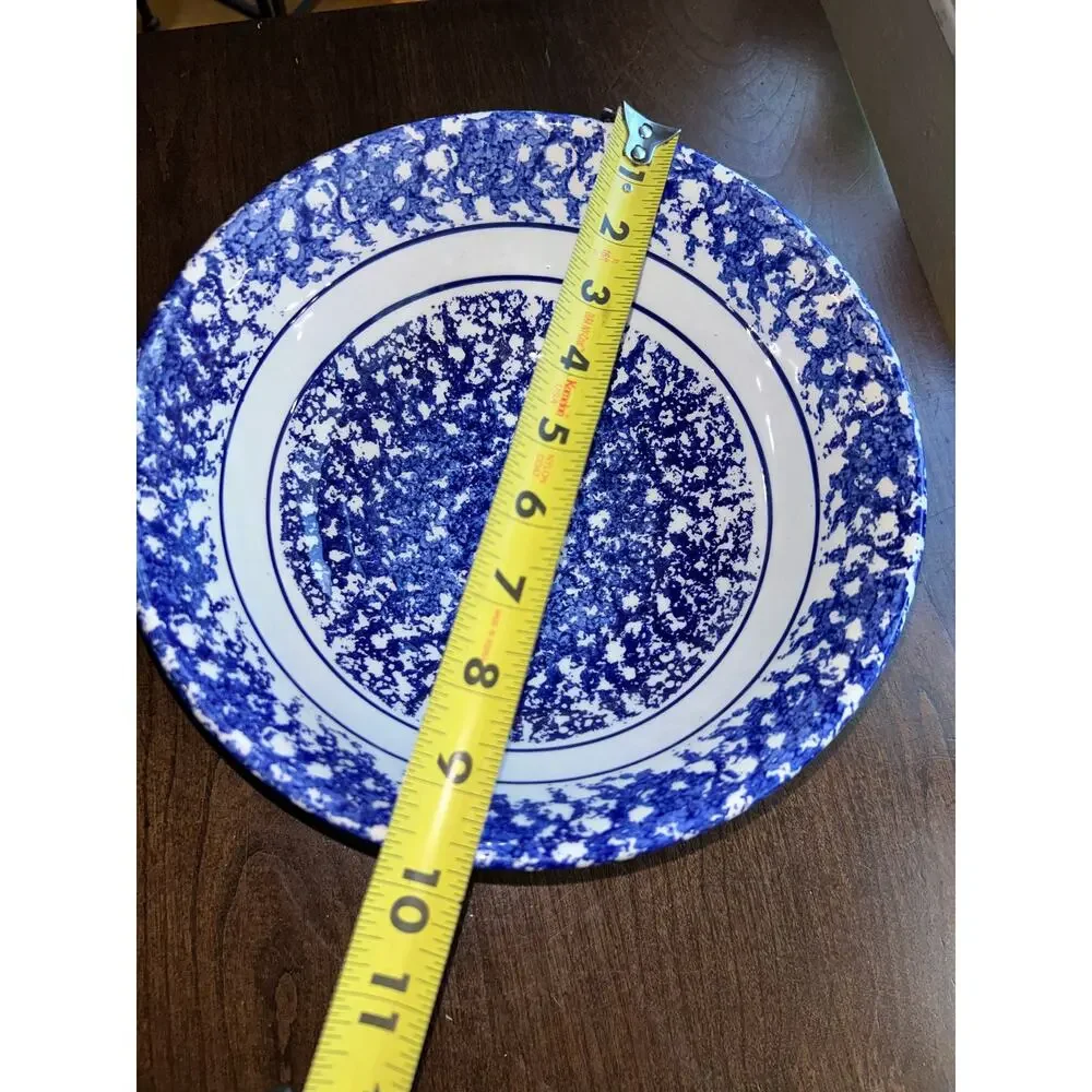 Vintage Himark Blue and White Spongeware serving bowl Italy 10”